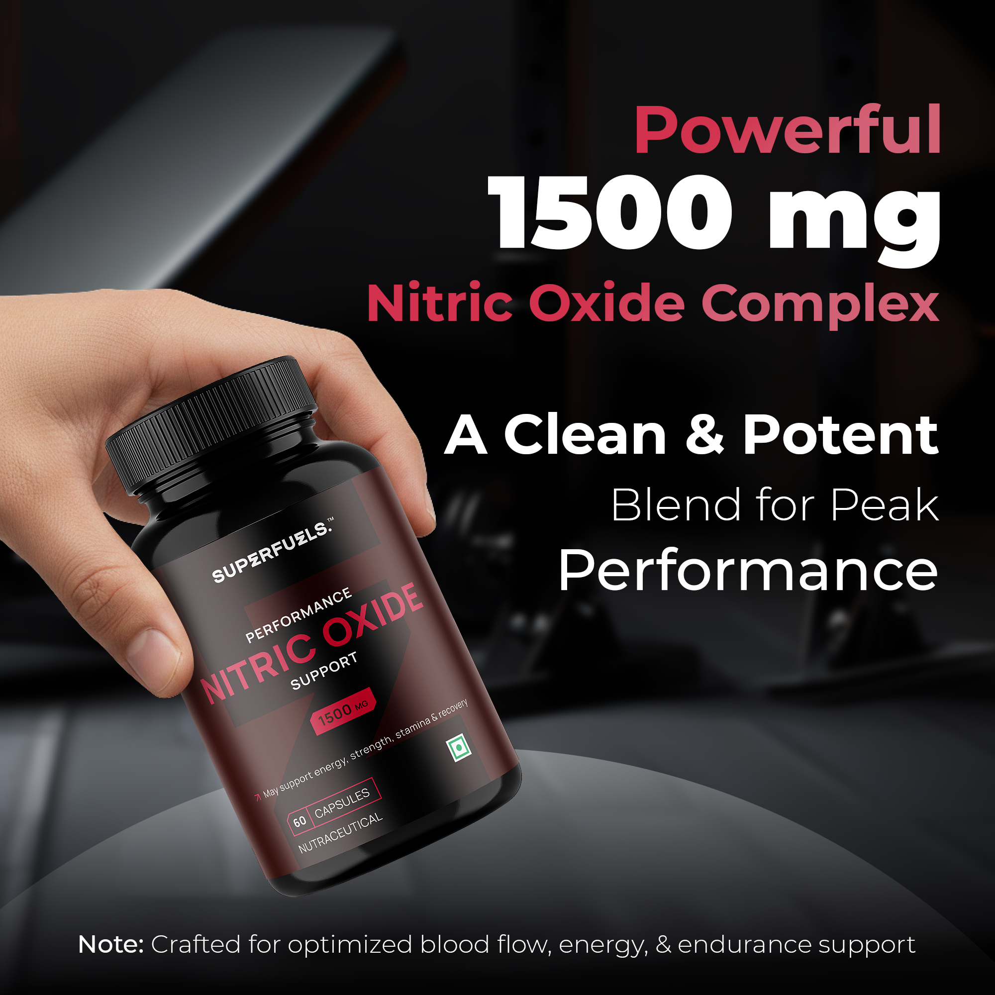 Nitric Oxide Support Capsules| Muscle Pump, Blood Flow & Workout Performance Support | L-Arginine & L-Citrulline Formula | Pre-Workout Endurance Booster | Pack of 1 - 60 Capsules