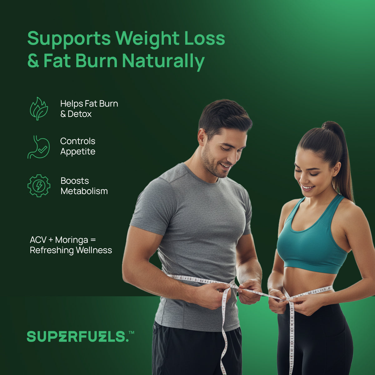 ACV Moringa Fitness Blend | Weight Management & Cravings Control Support | Apple Cider Vinegar, Moringa, Pomegranate & Cinnamon with Vitamin B6 & B12 | No Added Sugar | Green Apple Flavour | Pack of 1 (15 Tablets)