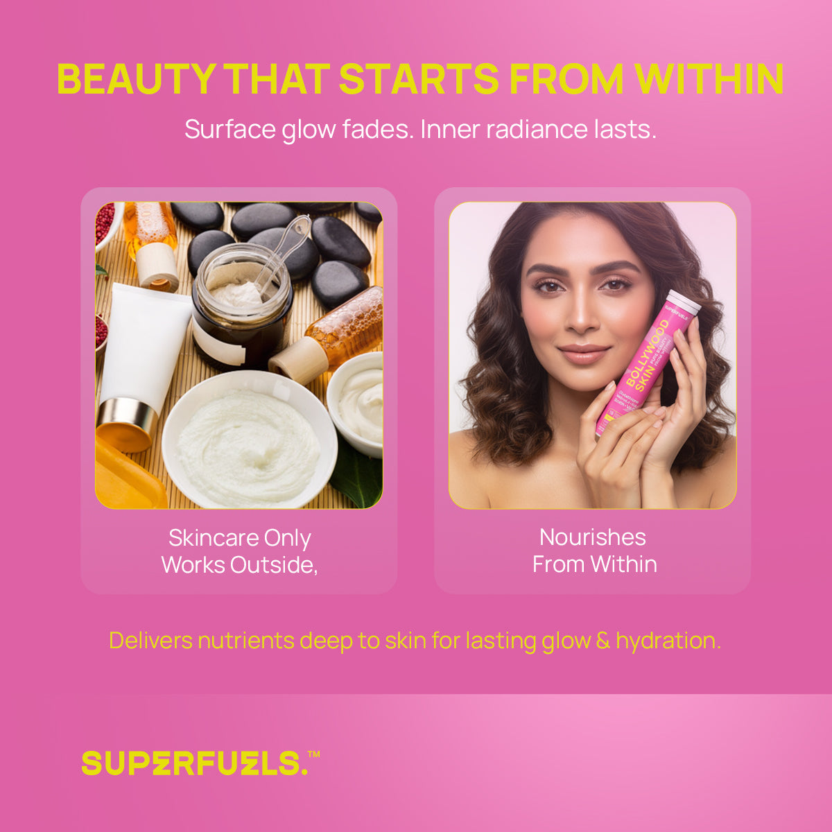 Bollywood Skin | Skin Brightening & Radiant Glow Support | Glutathione, Vitamin C, Vitamin E, NAC & Biotin | No Added Sugar | Strawberry Flavour | Pack of 1 (15 Tablets)