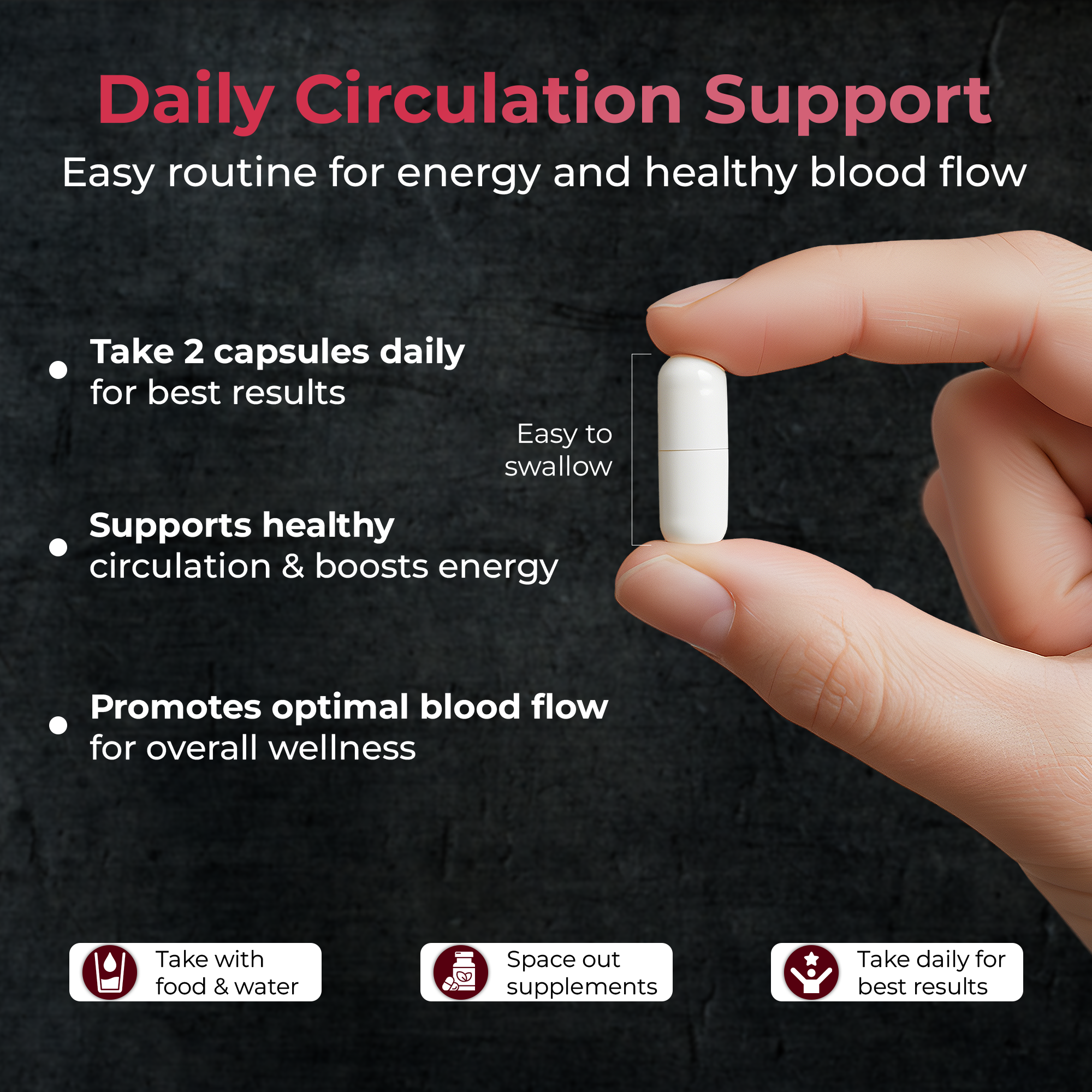 Nitric Oxide Support Capsules| Muscle Pump, Blood Flow & Workout Performance Support | L-Arginine & L-Citrulline Formula | Pre-Workout Endurance Booster | Pack of 1 - 60 Capsules