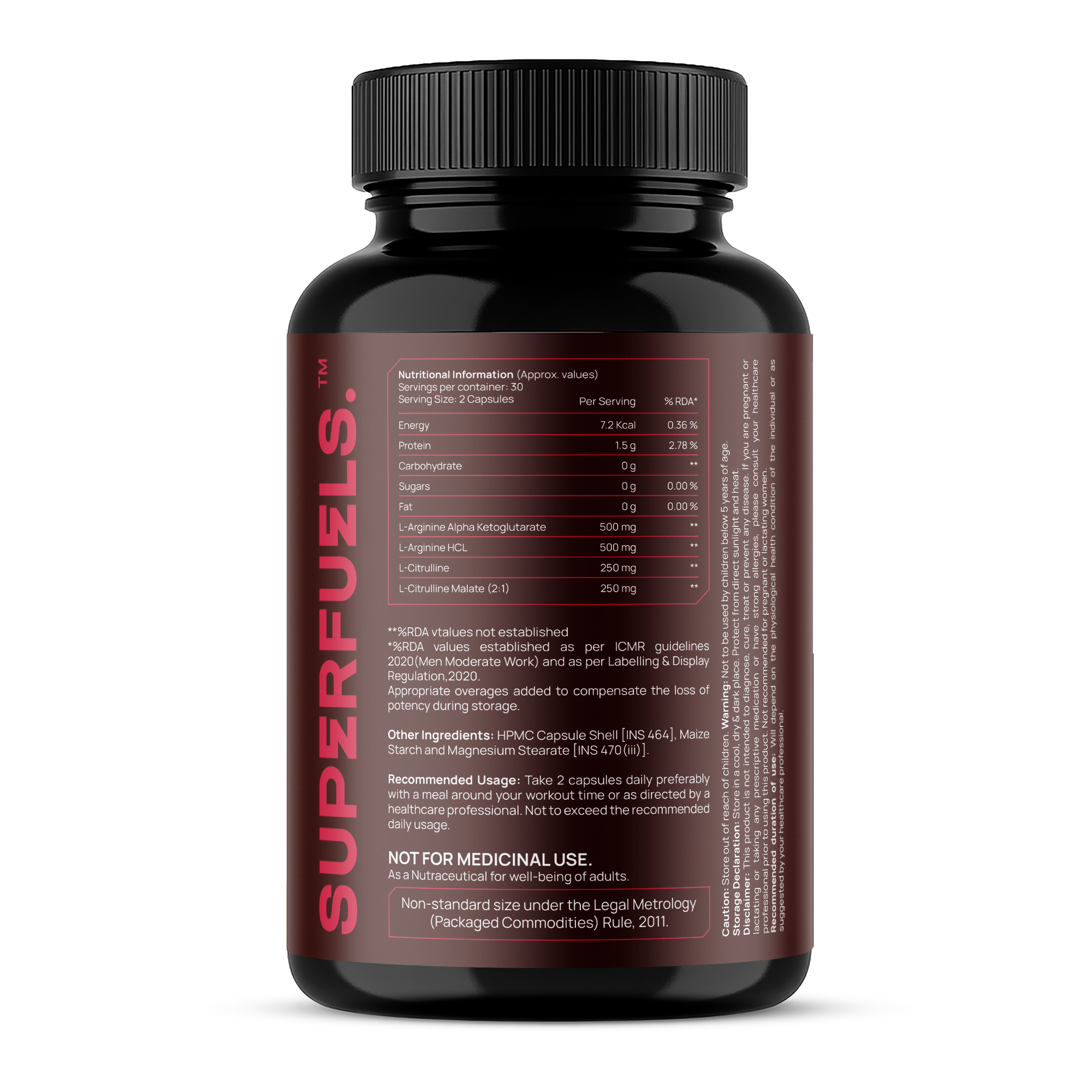 Nitric Oxide Support Capsules| Muscle Pump, Blood Flow & Workout Performance Support | L-Arginine & L-Citrulline Formula | Pre-Workout Endurance Booster | Pack of 1 - 60 Capsules